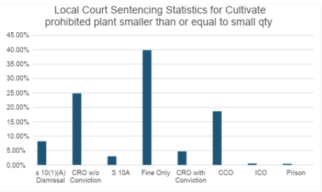 Local Court Sentencing Statistics for Cultivate prohibited plant smaller than or equal to small qty