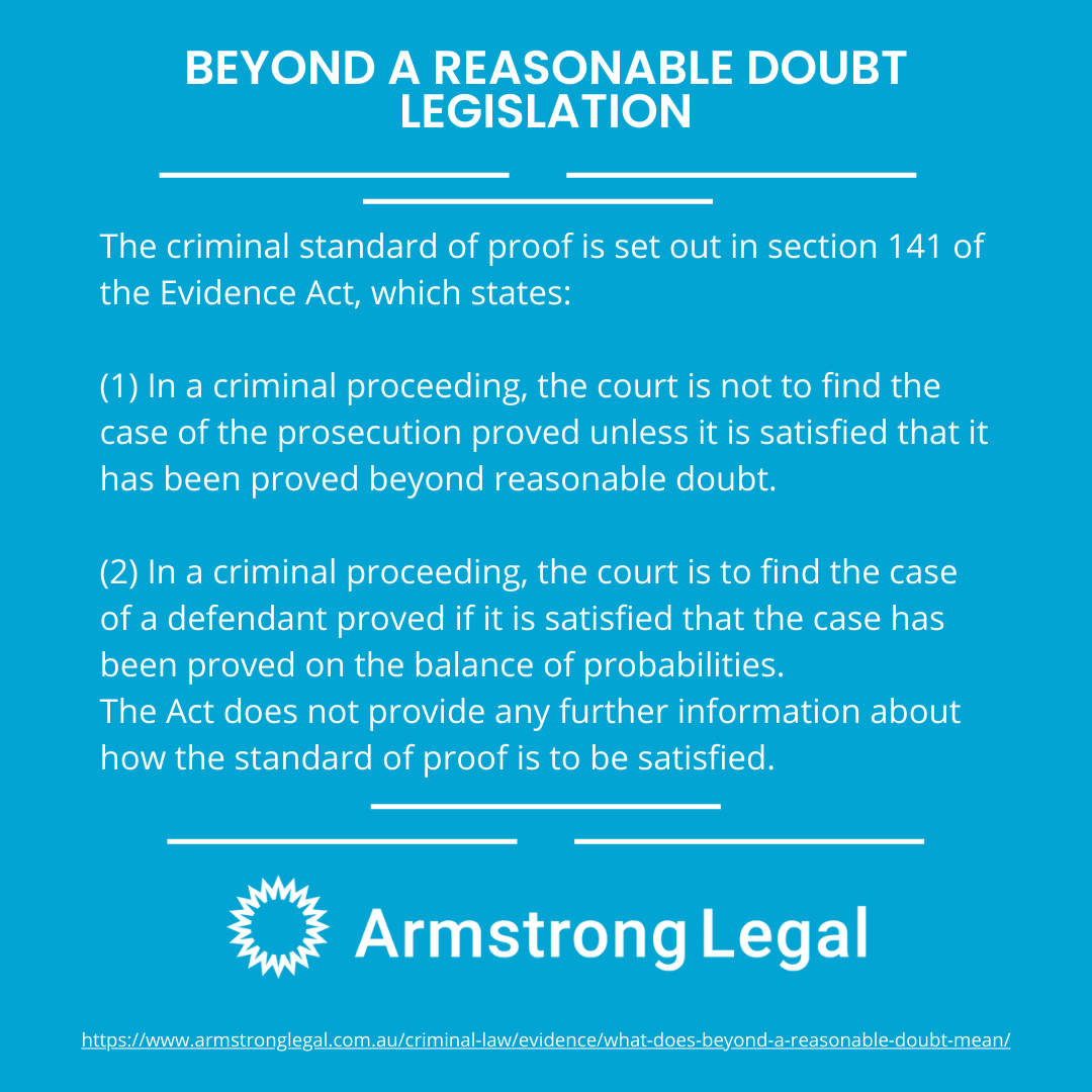 Beyond a reasonable doubt legislation - Armstrong legal lawyers