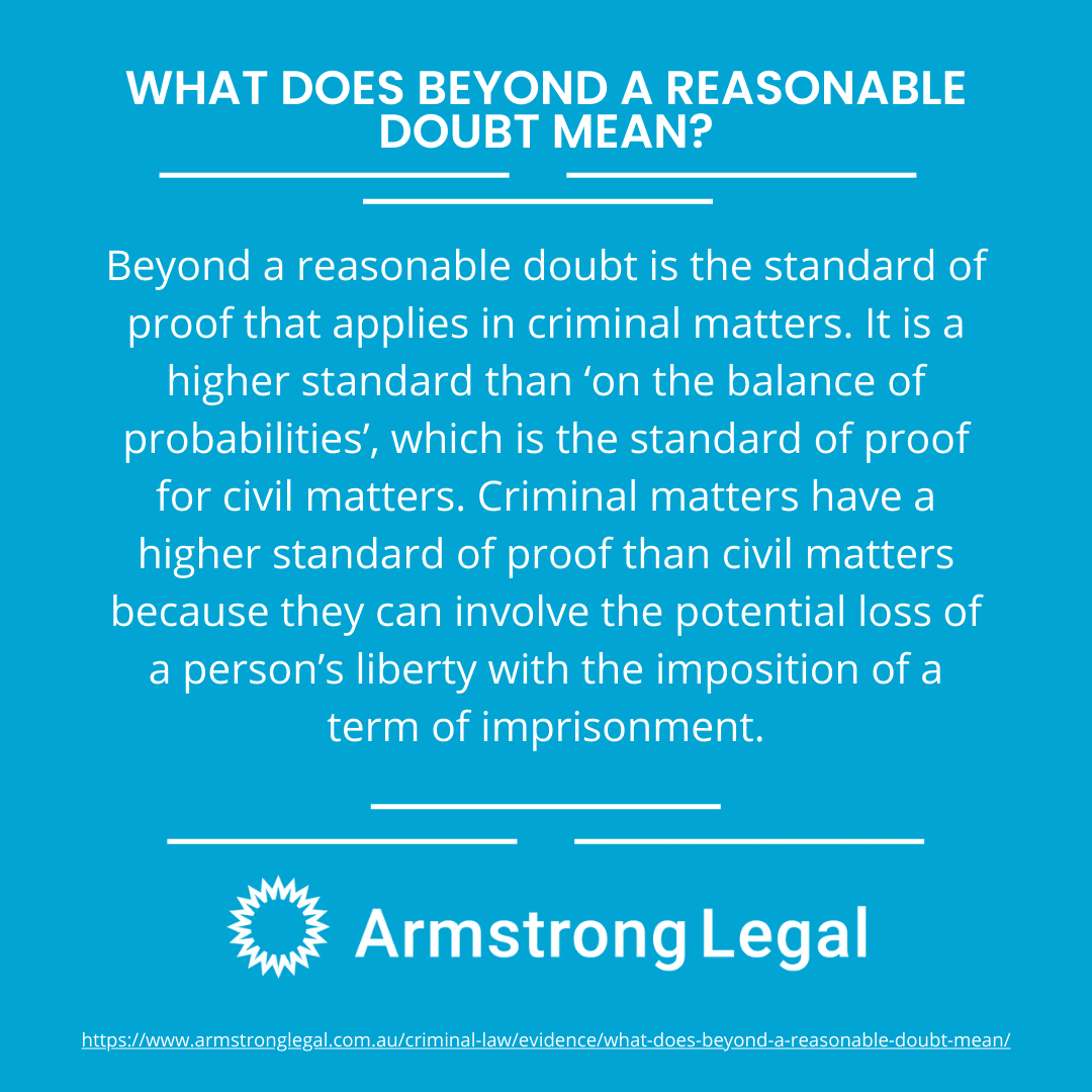 what does beyond a reasonable doubt mean - Armstrong Lawyers law firm