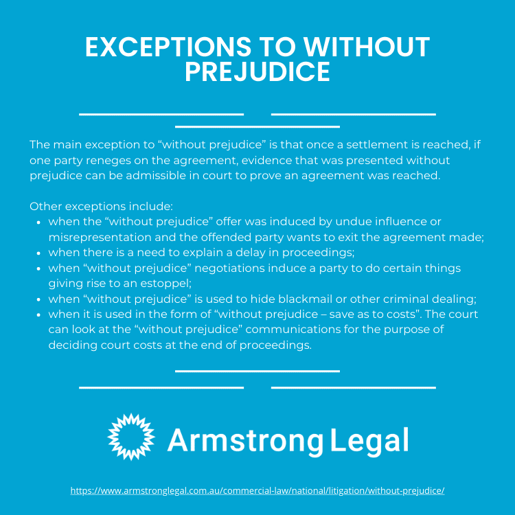 exceptions to without prejudice - Armstrong Legal